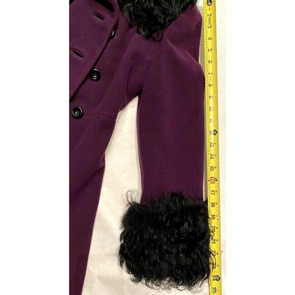 Retro VTG Purple Miss Magnin for I. Magnin Wool Coat curly lamb collar cuffs XS - Picture 13 of 15